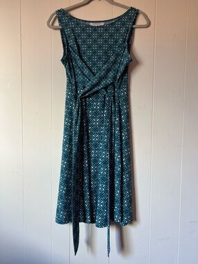 Motherhood Maternity Teal Pattern Sleeveless Wrap Dress